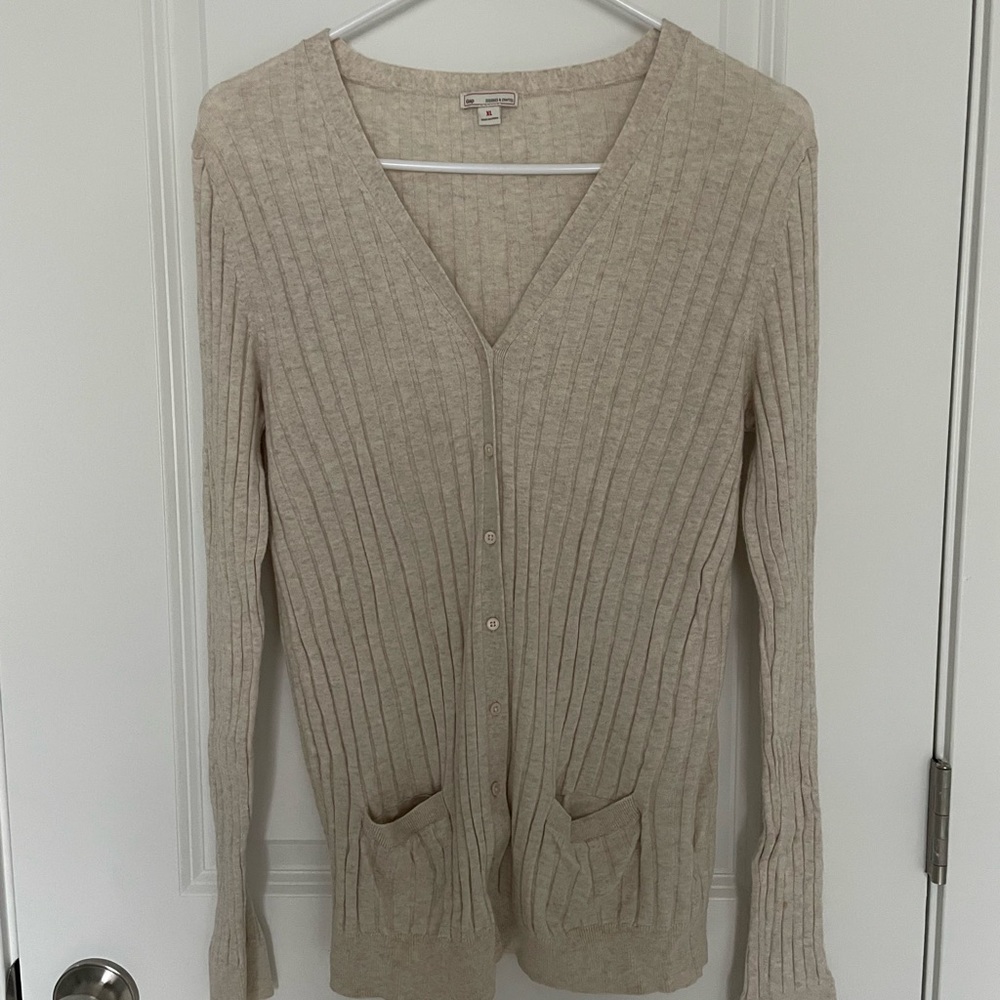 Gap Beige Ribbed Cardigan in XL